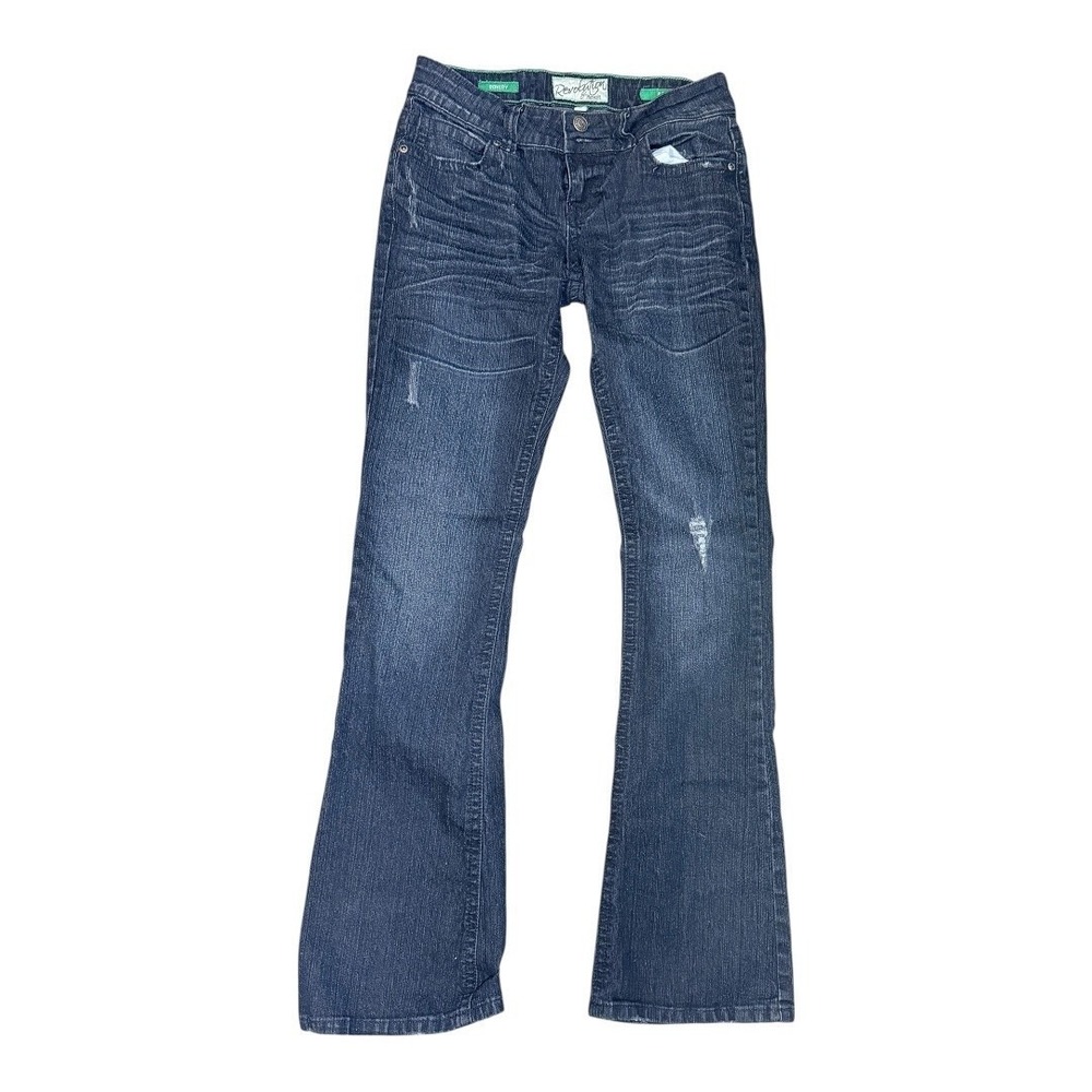 Y2K Grunge Revolution by Revolt Jeans Bootcut Size 5 Dark Wash Distressed Denim